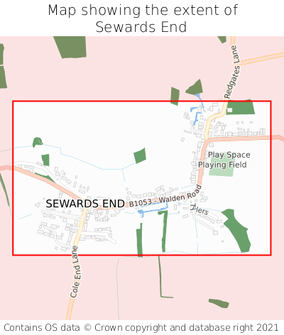 Map showing extent of Sewards End as bounding box
