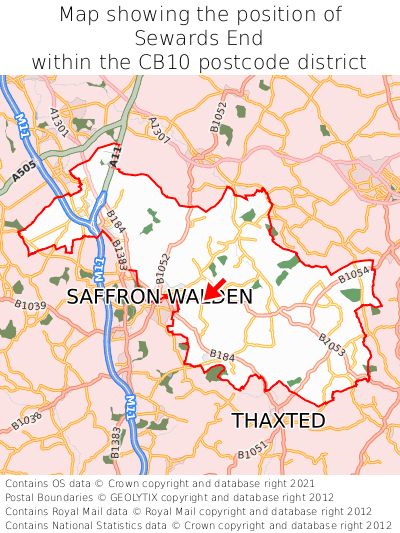 Map showing location of Sewards End within CB10