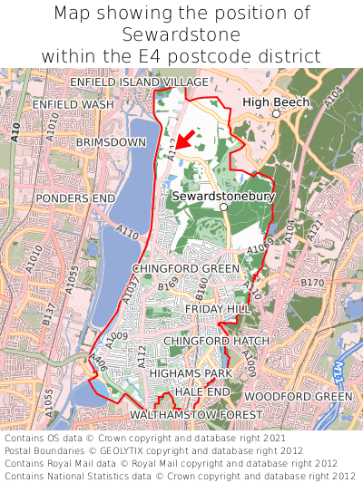 Map showing location of Sewardstone within E4