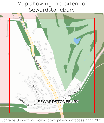 Map showing extent of Sewardstonebury as bounding box