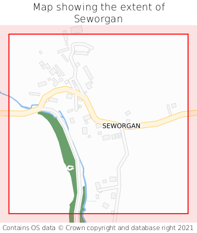 Map showing extent of Seworgan as bounding box