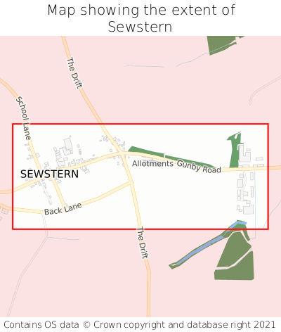 Map showing extent of Sewstern as bounding box