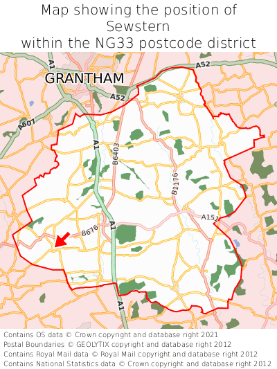 Map showing location of Sewstern within NG33