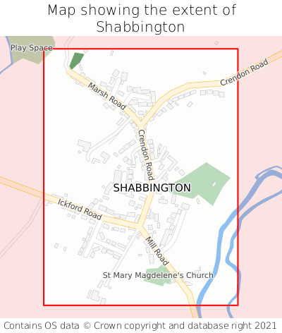 Map showing extent of Shabbington as bounding box