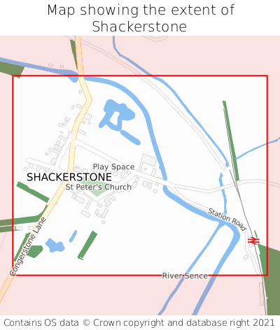 Map showing extent of Shackerstone as bounding box