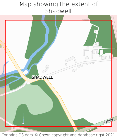 Map showing extent of Shadwell as bounding box