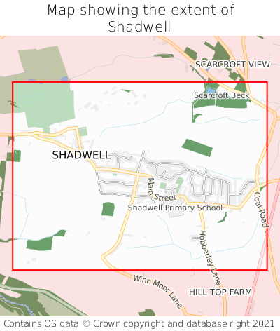 Map showing extent of Shadwell as bounding box