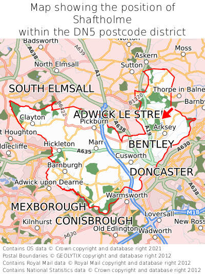 Map showing location of Shaftholme within DN5