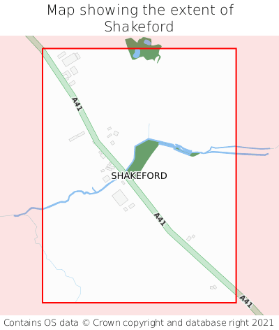 Map showing extent of Shakeford as bounding box