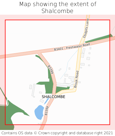 Map showing extent of Shalcombe as bounding box