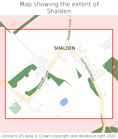 Map showing extent of Shalden as bounding box