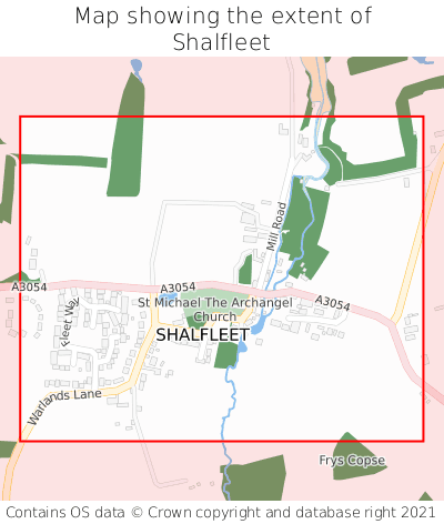 Map showing extent of Shalfleet as bounding box