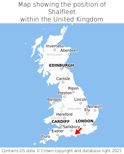 Map showing location of Shalfleet within the UK