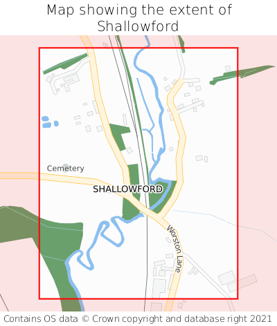 Map showing extent of Shallowford as bounding box