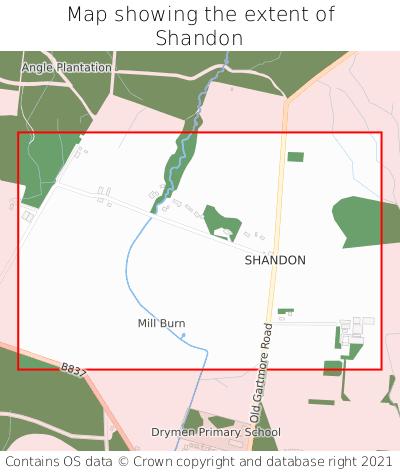 Map showing extent of Shandon as bounding box