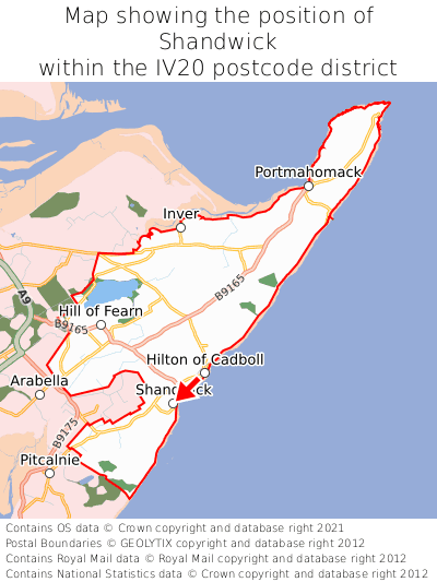 Map showing location of Shandwick within IV20
