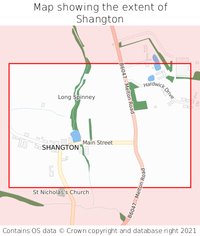 Map showing extent of Shangton as bounding box