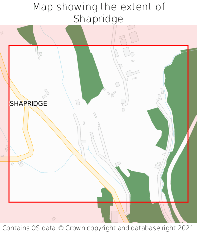 Map showing extent of Shapridge as bounding box