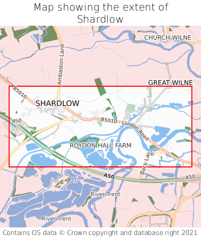 Map showing extent of Shardlow as bounding box