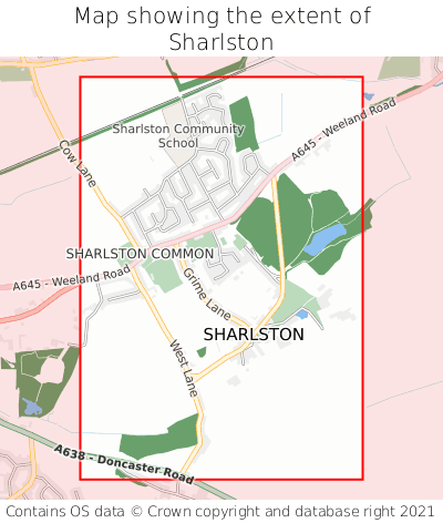 Map showing extent of Sharlston as bounding box