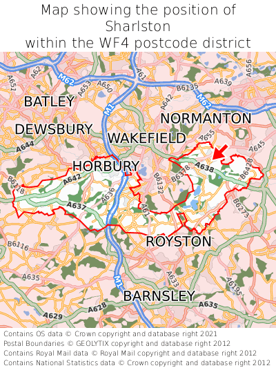 Map showing location of Sharlston within WF4