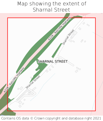 Map showing extent of Sharnal Street as bounding box