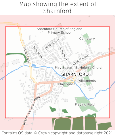 Map showing extent of Sharnford as bounding box