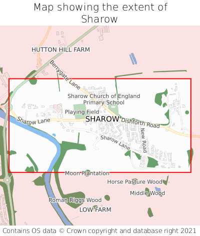 Map showing extent of Sharow as bounding box