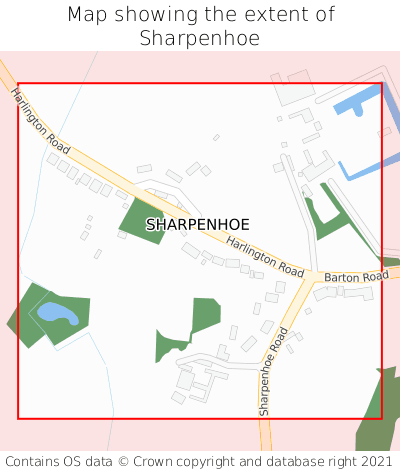 Map showing extent of Sharpenhoe as bounding box