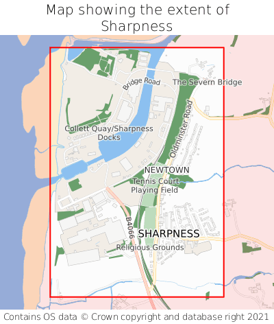 Map showing extent of Sharpness as bounding box