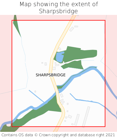 Map showing extent of Sharpsbridge as bounding box