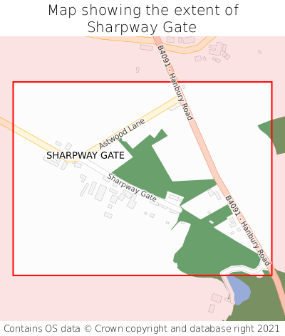 Map showing extent of Sharpway Gate as bounding box