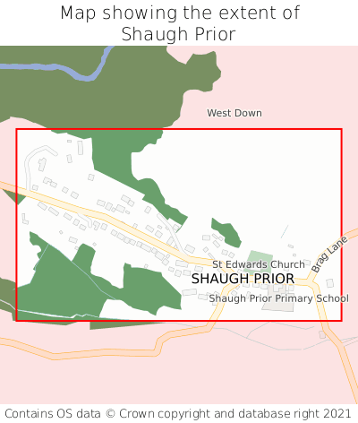 Map showing extent of Shaugh Prior as bounding box