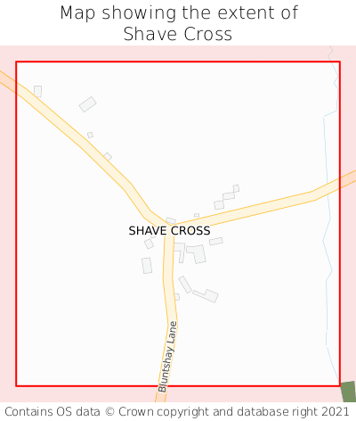 Map showing extent of Shave Cross as bounding box