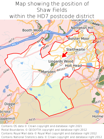 Map showing location of Shaw Fields within HD7