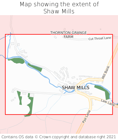 Map showing extent of Shaw Mills as bounding box