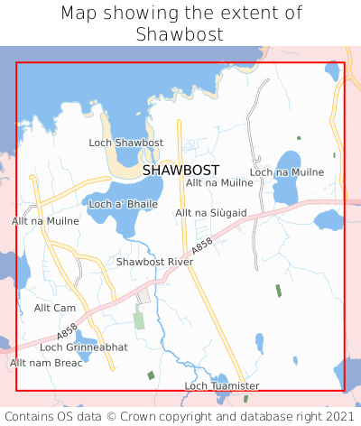 Map showing extent of Shawbost as bounding box