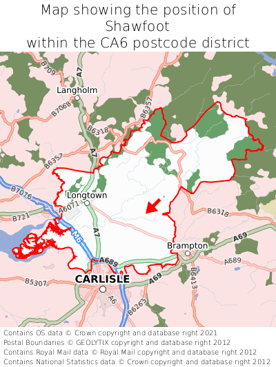 Map showing location of Shawfoot within CA6