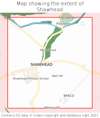 Map showing extent of Shawhead as bounding box