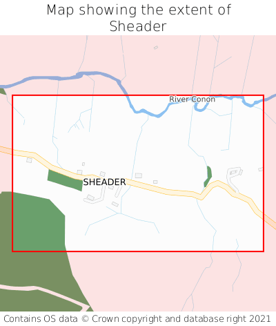 Map showing extent of Sheader as bounding box