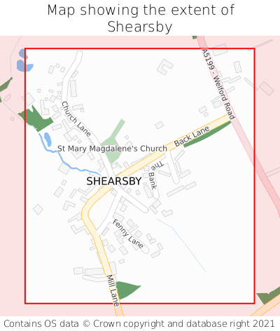 Map showing extent of Shearsby as bounding box