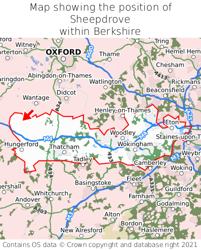 Map showing location of Sheepdrove within Berkshire
