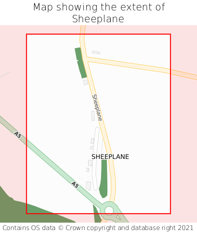 Map showing extent of Sheeplane as bounding box