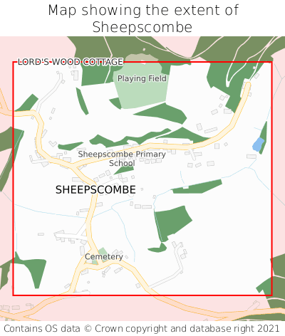 Map showing extent of Sheepscombe as bounding box