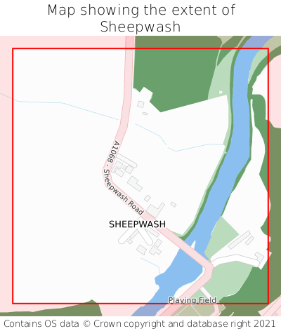 Map showing extent of Sheepwash as bounding box