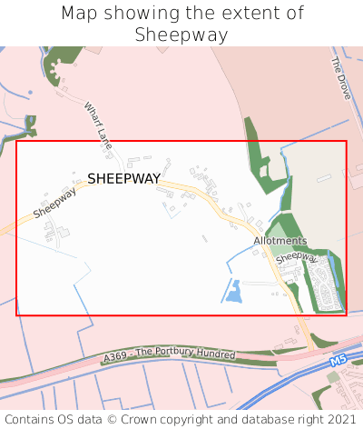 Map showing extent of Sheepway as bounding box