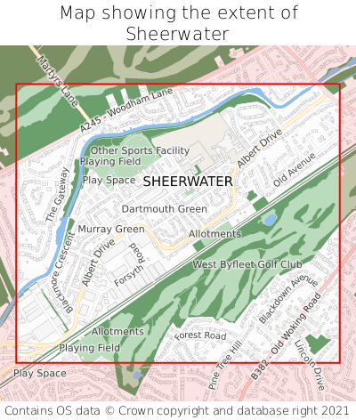 Map showing extent of Sheerwater as bounding box