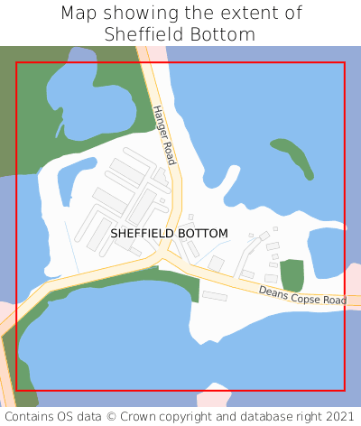 Map showing extent of Sheffield Bottom as bounding box