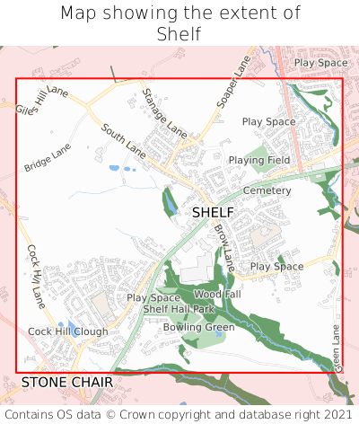 Map showing extent of Shelf as bounding box