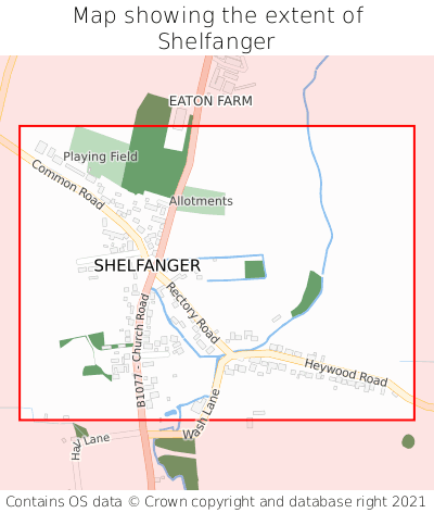 Map showing extent of Shelfanger as bounding box